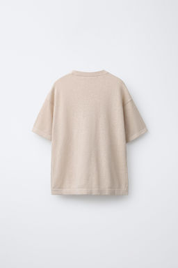CAMISETA LISA CON LINO Y ALGOD?N / Beige - Zara фото 2