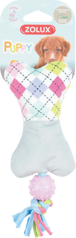 ZOLUX, Плюшевая игрушка с пищалкой "Стильная кость" серая, 18.5 см, 480129GRI