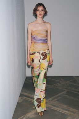 ZW COLLECTION RAMIE FLORAL PRINT TROUSERS - Zara фото 6