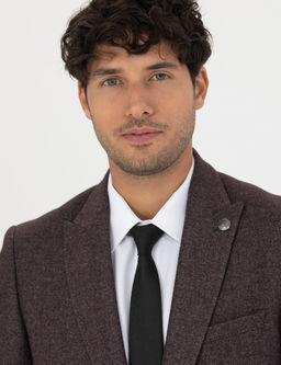 Bordo Ekstra Slim Fit Y_n Kar___ml_ Blazer Ceket