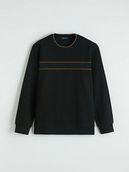 Bisiklet Yaka ?erit Detayl? Erkek Sweatshirt