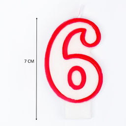 Цена за 12 шт. Свеча для торта цифра 6, ободок цветной, 7 см, МИКС - Страна карнавалия фото 6