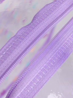 Косметичка-сумка для бассейна, с ручками, с рисунком, в горох, прозрачная/сиреневая