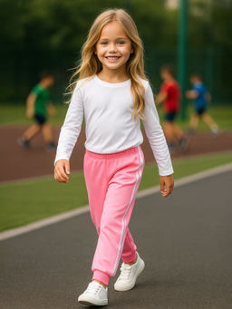 Штанишки детские розовые с лампасами