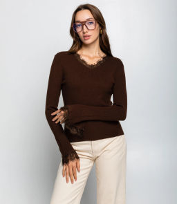 Джемпер #КТ9045, шоколадный