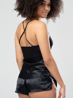 Шортики из атласной ткани с кружевной отделкой 411 - Opium фото 30