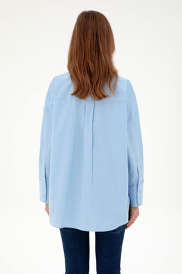 Женская голубая рубашка с длинным рукавом Неожиданная скидка в корзине - U.s. polo assn фото 5