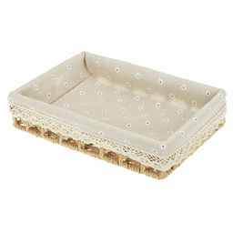 Корзина-сухарница плетеная Миледи набор 3 штуки: 38х28см h10см; 35х25см h8см; 32х22см h6см, металлический каркас, чехол хлопок, форма прямоугольная, цвет - бежевый, ручная работа (Китай) - Домашняя мода фото 4