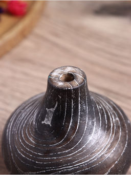 Ваза для сухоцветов «Муэрта», 12×12×8 см, дерево джати, тёмно-коричневая