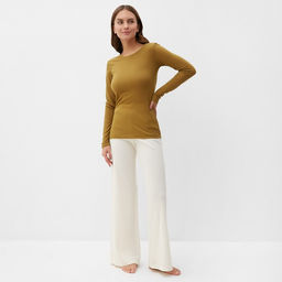 Лонгслив женский KAFTAN: Basic line, тёмно-оливковый, размер 40-42