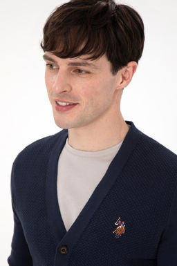 Мужской темно-синий базовый трикотажный кардиган Неожиданная скидка в корзине - U.s. polo assn фото 2