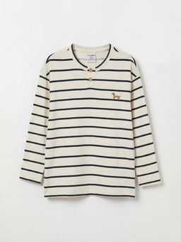 Bisiklet Yaka ?izgili Erkek ?ocuk Ti??rt