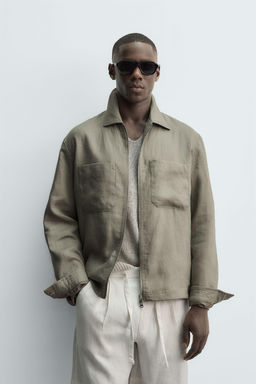 SOBRECAMISA 100% LINO CREMALLERA / Beige claro - Zara фото 2