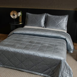 Велюровое покрывало в клетку и две наволочки OVL039 160*220/50-70 1 шт - Ситрейд фото 5