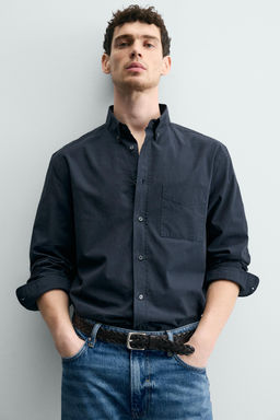 CAMISA REGULAR FIT ALGOD?N / Azul - Zara фото 7