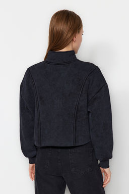 TRENDYOLMILLA Antrasit Eskitme/Soluk Efektli Rahat Kesim Crop Kal?n Ici Polarl? Orme Sweatshirt TWOAW24SW00243 фото 6