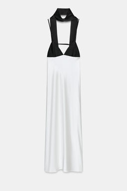 VESTIDO LENCERO COMBINADO FOULARD / Blanco - Zara фото 8