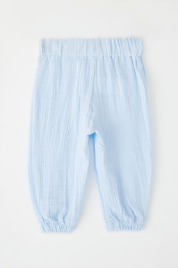 Mavi Erkek Bebek %100 Pamuk Basic Lastikli Muslin Dokuma Pantolon TKDSS25PL00014 - Trendyolmilla фото 3