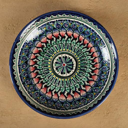 Ляган узбекский Риштанская Керамика «Узор», d=25 см, синий