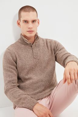 TRENDYOL MAN Vizon Casual Slim Fit Yunlu Yar?m Bal?kc? Dugmeli Triko Kazak TMNAW21KZ0394 - Trendyolmilla фото 12