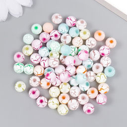 Бусины для творчества пластик Кракелюр пастельные тона набор 20 гр d=0,8 см