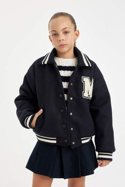 Пальто с воротником на молнии для девочек - Defacto фото 6