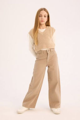 K?z Cocuk Wide Leg Genis Paca Pamuklu Pantolon