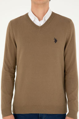 Мужской базовый свитер цвета хаки - U.s. polo assn фото 6