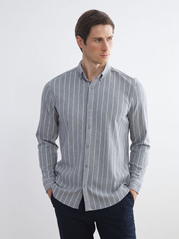 Slim Fit Uzun Kollu ?izgili Erkek G?mlek
