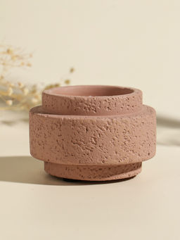 Свеча в вулканическом подсвечнике "Цилиндры" розовая 8,1х8,1х5,4 см