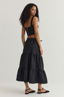 TRENDYOLMILLA Siyah Parasut Kumas Kurdele Detayl? A-line Maxi Boy Dokuma Etek TWOSS25ET00033 фото 5