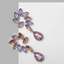 Серьги со стразами Вечеринка искры, цвет радужно-розовый в золоте