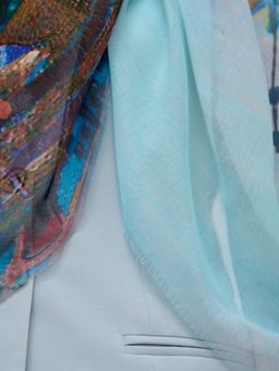 Большой, красивый двусторонний платок с рисунком в стиле арт-декои необычной текстурой ткани - Tantino фото 4