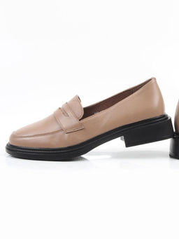 03-DYL123-2 DK. BEIGE Лоферы женские (натуральная кожа)