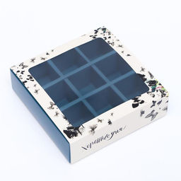 Цена за 5 шт. Коробка под 9 конфет с обечайкой  Хорошего дня  с окном 14,5 х 14,5 х 3,5 см