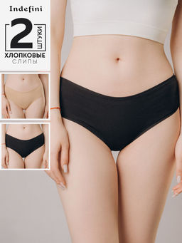 Трусы Indefini набор 2 шт хлопок с эластаном черный