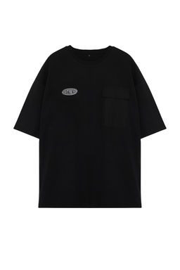 Buyuk Beden Siyah Oversize Cep Detayl? Bask?l? %100 Pamuklu T-Shirt TMNSS24BF00026 - Trendyolmilla фото 7