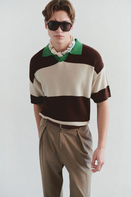 TRENDYOL MAN Limited Edition Cok Renkli Oversize Polo Yaka Renk Bloklu Triko Polo Yaka T-shirt TMNSS25PO00037