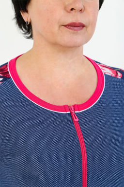 Халат женский, цвет синий розовый