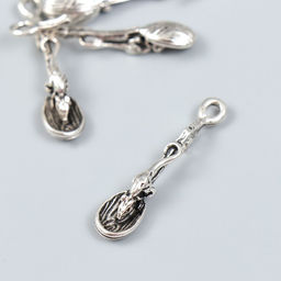 Цена за 4 шт. Сувенир кошельковый металл "Ложка с мышкой" 4,5х1,1 см
