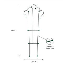 Шпалера, 75×30×0.4 см, металл, зелёная, «Мини-декор»