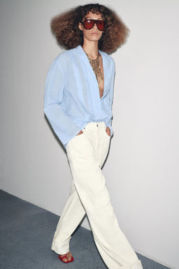ZW COLLECTION TEXTURED OVERSIZE SHIRT - Zara фото 9