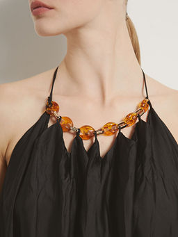 Halter Yaka Saten Kad?n Elbise