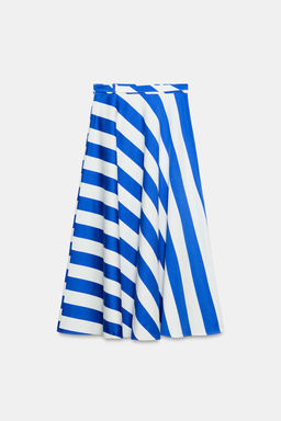 FALDA MIDI RAYAS CINTUR?N / Azul / Blanco - Zara фото 7