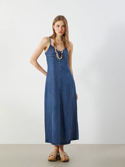 Kalp Yaka Ask?l? Jean Elbise