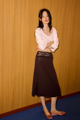 FALDA COMBINADA ENCAJE / Marr?n oscuro