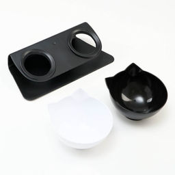 Миски пластиковые на чёрной подставке 27,5 х 14 х 15 см чёрная/белая - Пижон фото 5