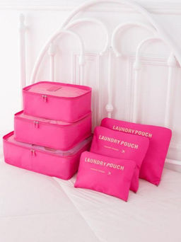 Набор органайзеров для путешествий 6 шт. "Laundry pouch", fuchsia
