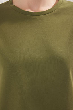 TRENDYOLMILLA Haki-Mint 2Li Paket Bisiklet Yaka %100 Pamuk Regular/Normal Kal?p Orme T-Shirt TWOSS25TS00182 фото 3