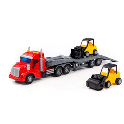 Профи, автомобиль-трейлер инерционный (со светом и звуком) + дорожный каток Мини инерционный, погрузчик Мини инерционный (в коробке) - Полесье фото 3